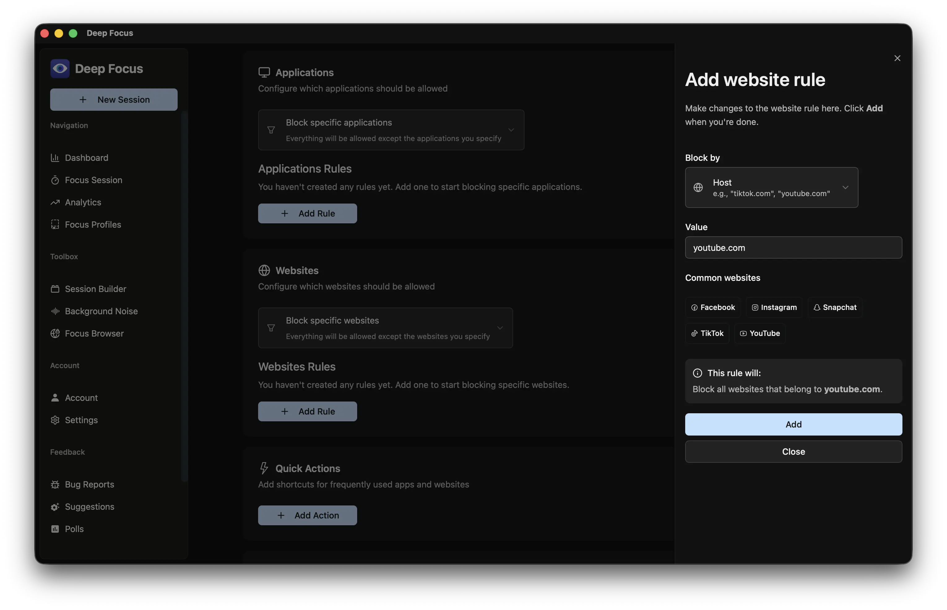 Website rule editor
